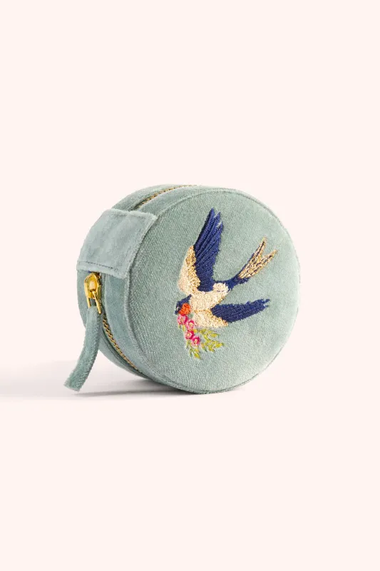 Swooping Swallows Round Jewellery Box