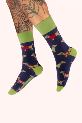 Sausage Dog Men&#39;s Socks - Navy