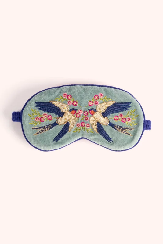 Luxury Velvet Eye Mask - Swooping Swallows