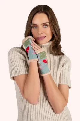 Toadstool Wrist Warmers - Ice