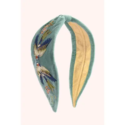 Swooping Swallows Embroidered Velvet Headband