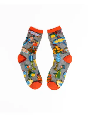 La Dolce Vita Black Sheer Crew Sock