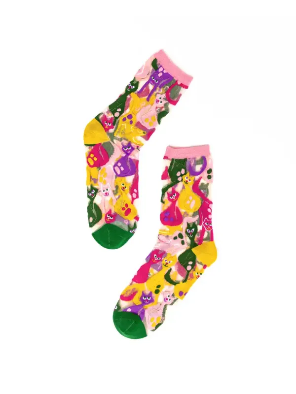Dopamine Cats Sheer Crew Sock