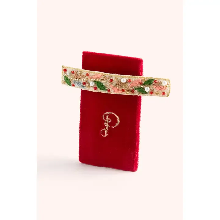 Single Hair Barette - Holly Berry