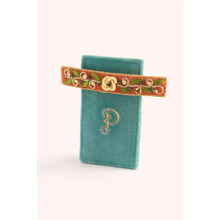 Single Hair Barette - Tangerine Floral