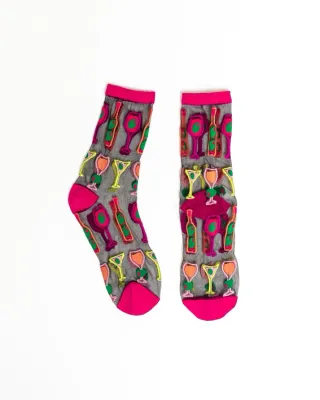Cocktail Hour Sheer Crew Socks