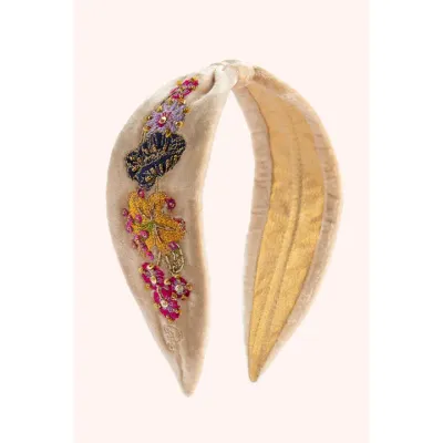 Cream Posy Embroidered Velvet Headband