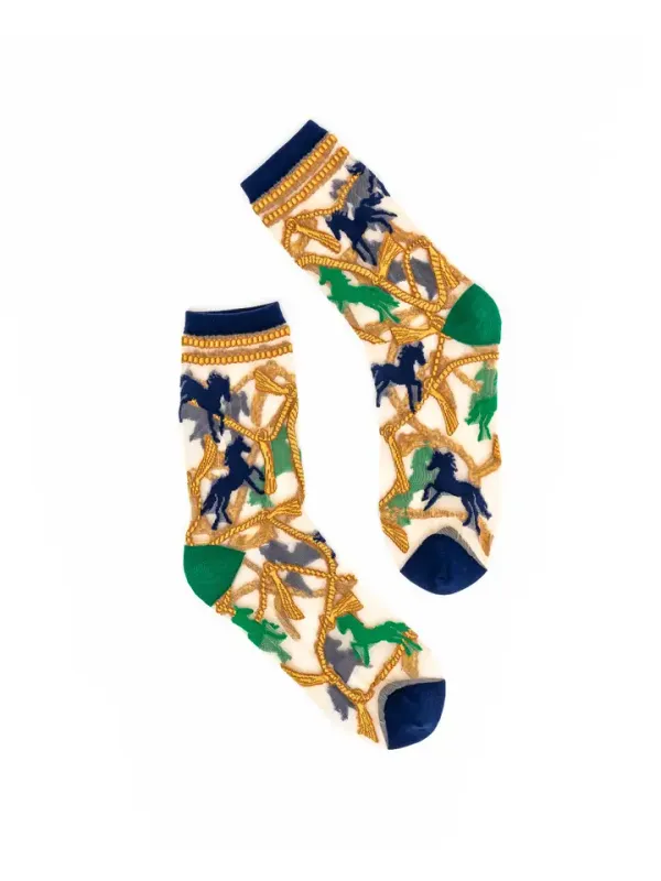 Horses and Chains Sheer Crew Socks