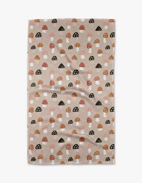 Fall Mushrooms Harvest Geometry Tea Towel