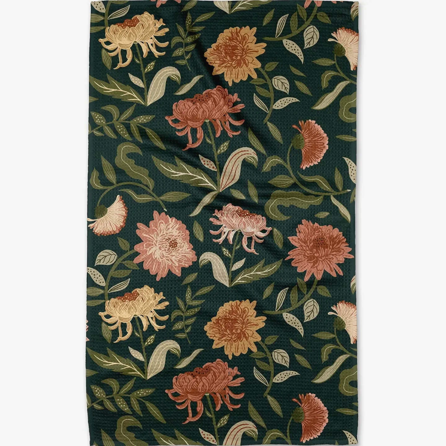 Chrysanthemums in November Geometry Tea Towel