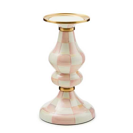 Rosy Check Pillar Candlestick - Medium