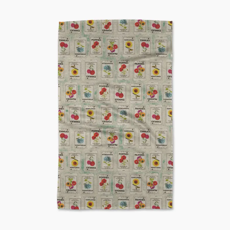 Flower Seed Packs Tea Towel