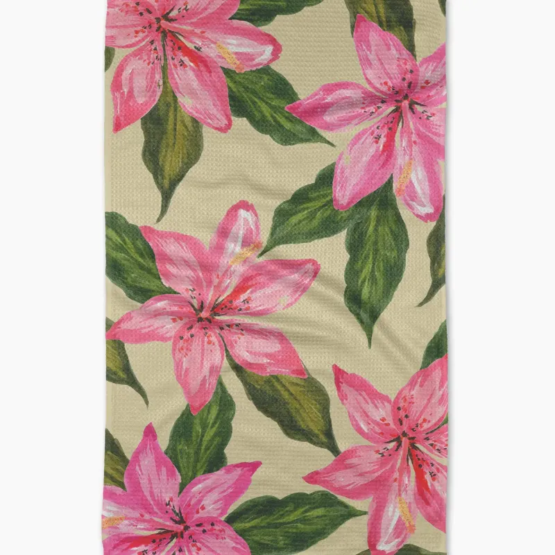 Hibiscus Haze Geometry Tea Towel