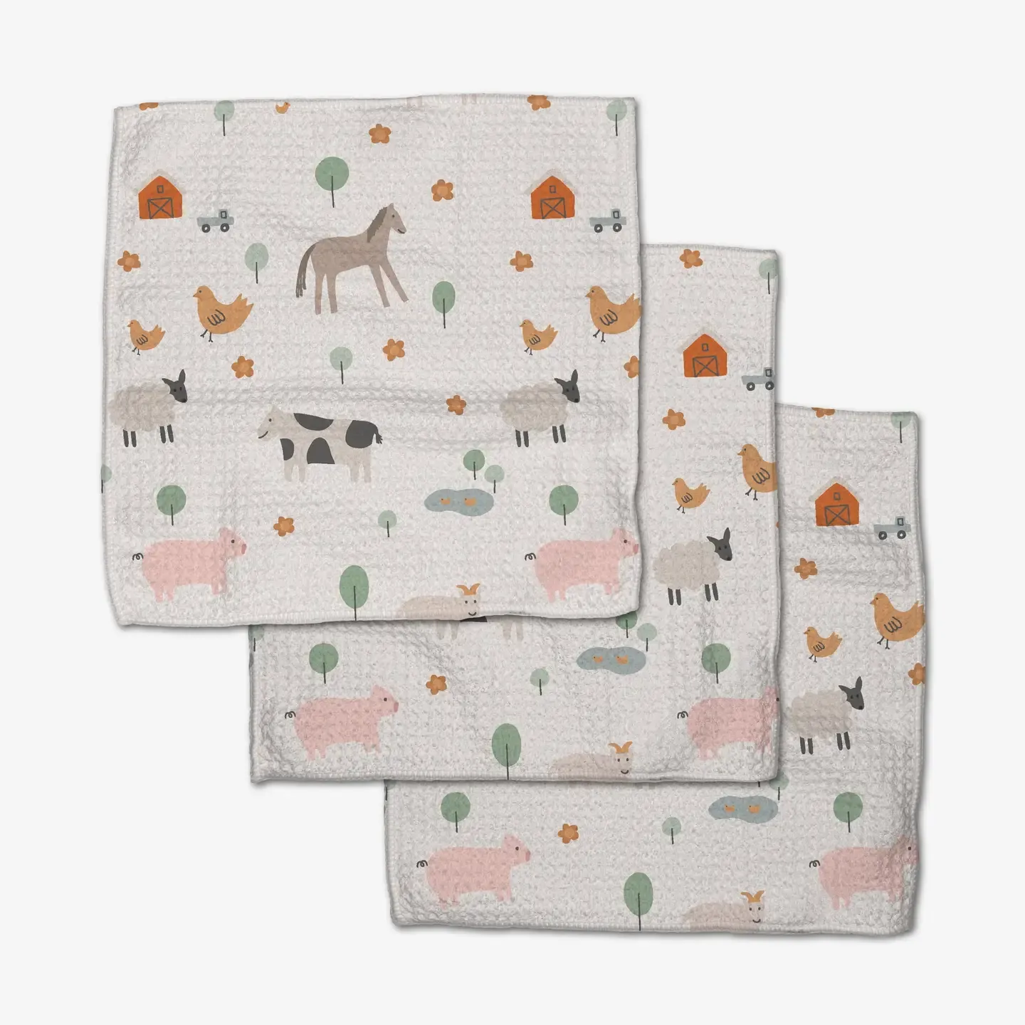 Light Farm Animals Dishcloth Set
