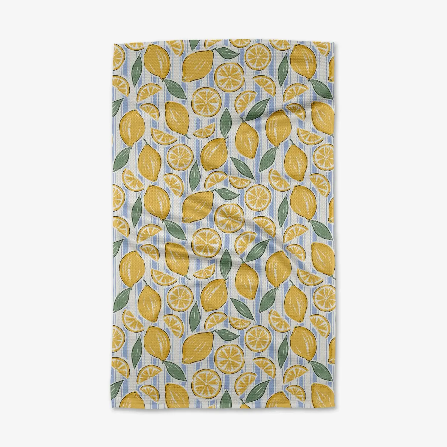 Sour Lemon Stripes Geometry Tea Towel