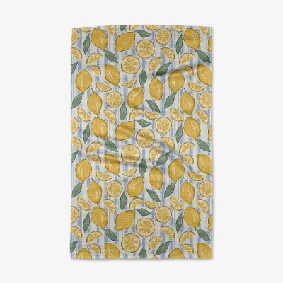 Sour Lemon Stripes Geometry Tea Towel