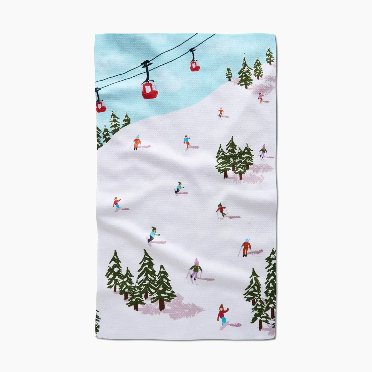 Winter Skiing Trip Geometry Tea Towel