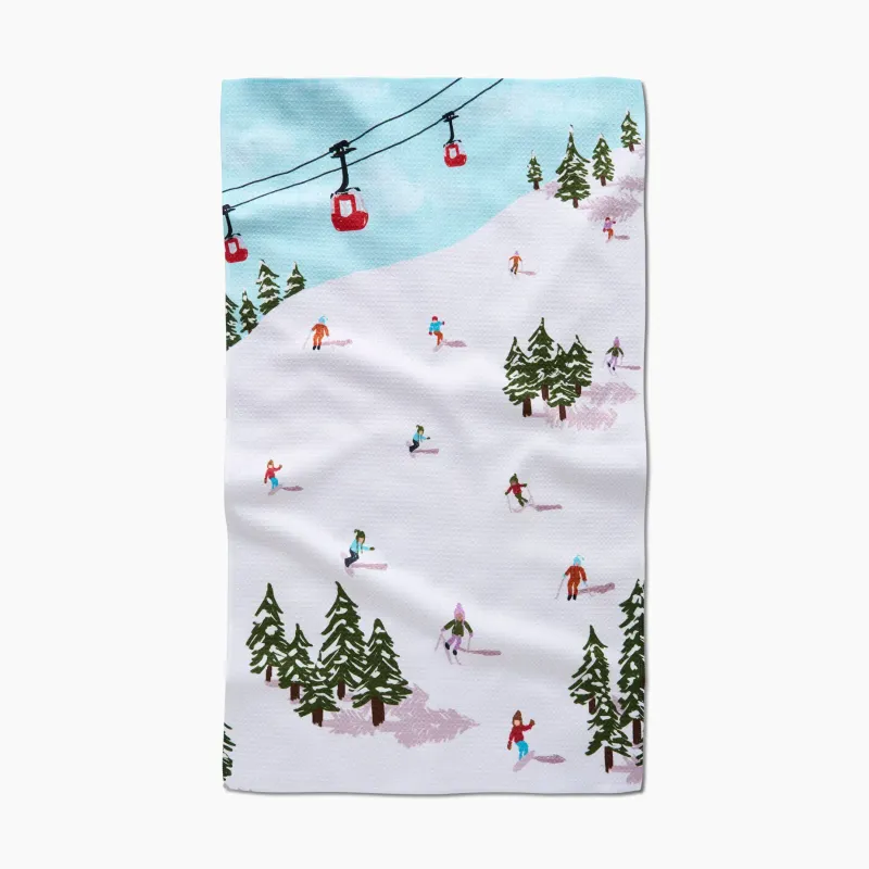 Winter Skiing Trip Geometry Tea Towel