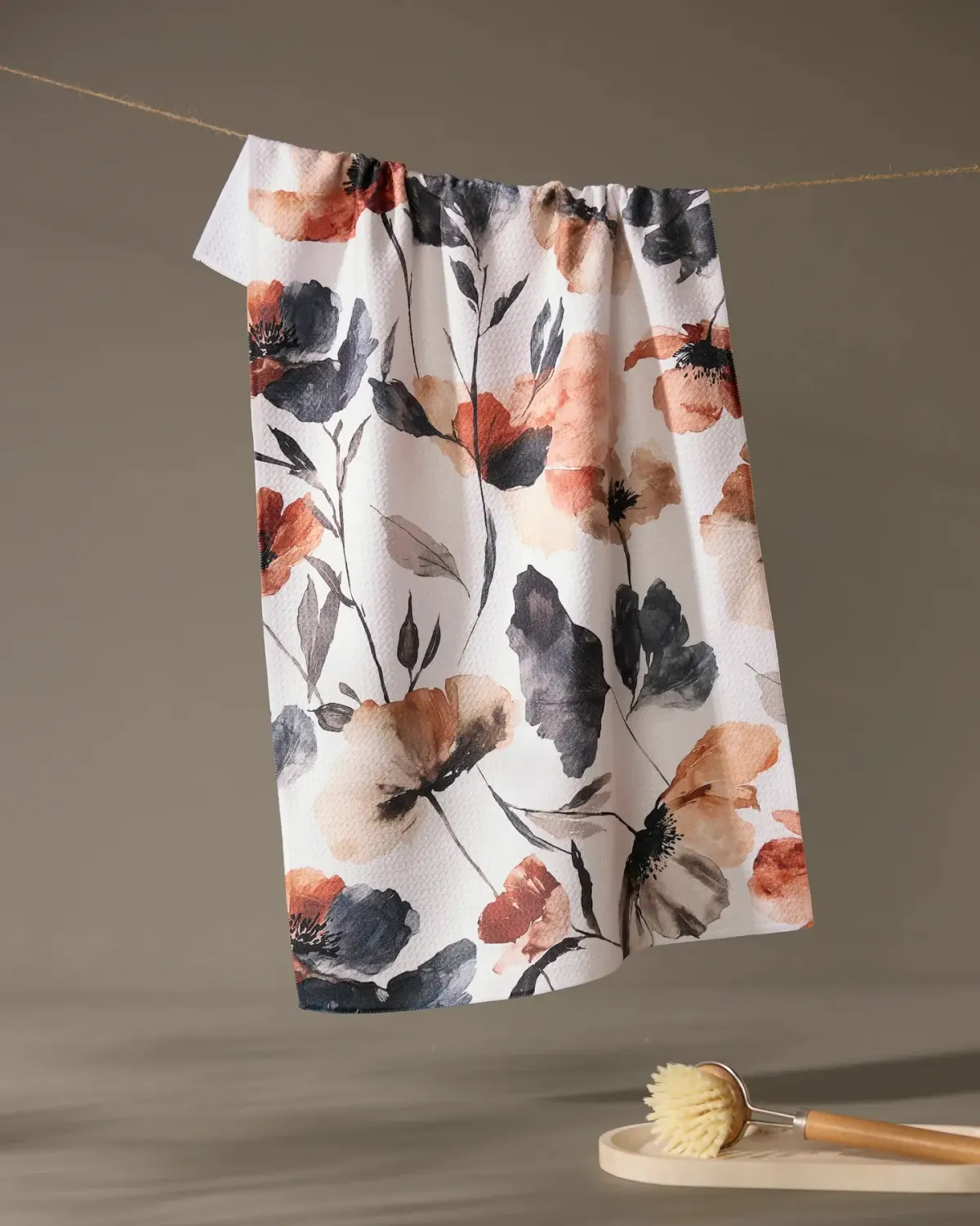 Moody Poppy Geometry Tea Towel