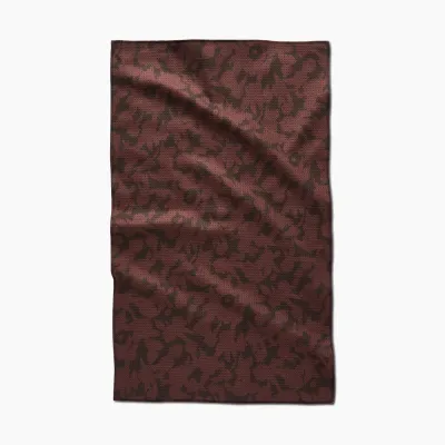 Wild Wood Maroon Geometry Tea Towel