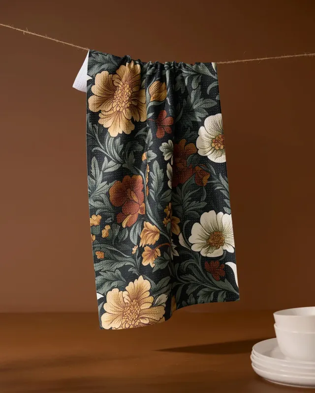 Classic Floral Geometry Tea Towel