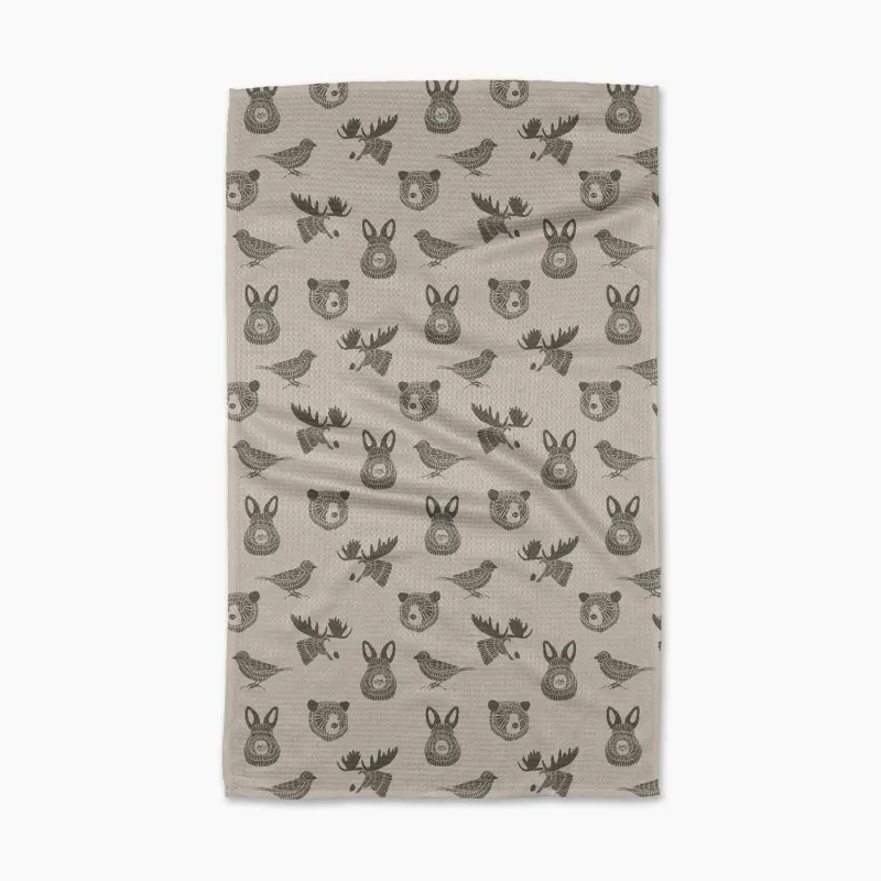 Forest Animals Geometry Tea Towel
