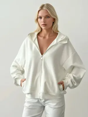 Zip Up Hoodie White