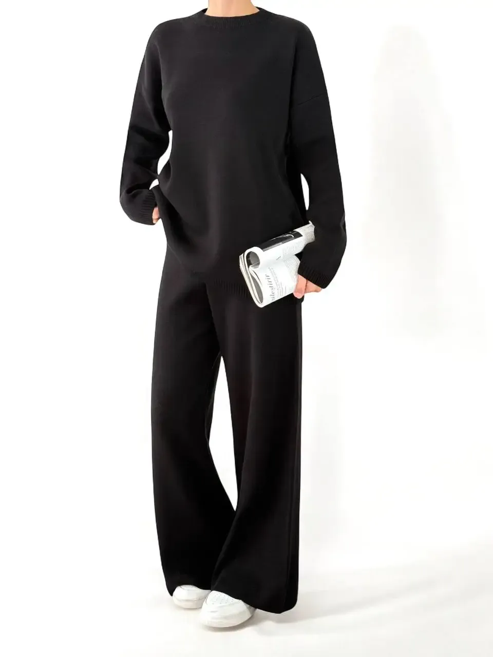 Wide Leg Straight Pant Black