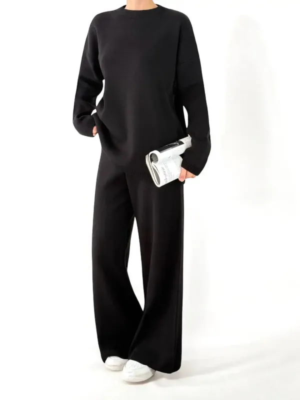 Wide Leg Straight Pant Black