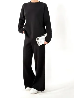 Wide Leg Straight Pant Black