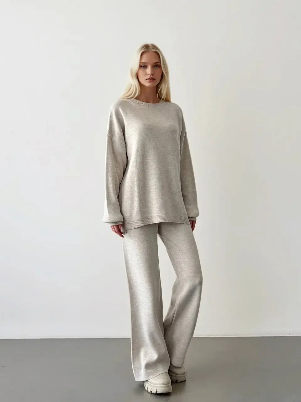 Wide Leg Straight Pant Off White