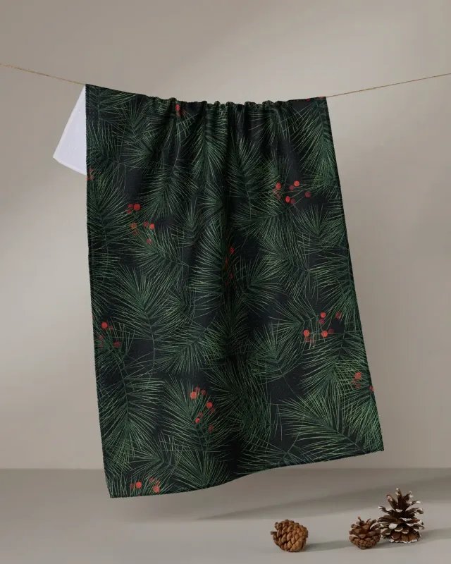 Evergreen Pine Geometry Tea Towel