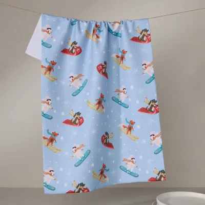 Winter Friends Geometry Tea Towel