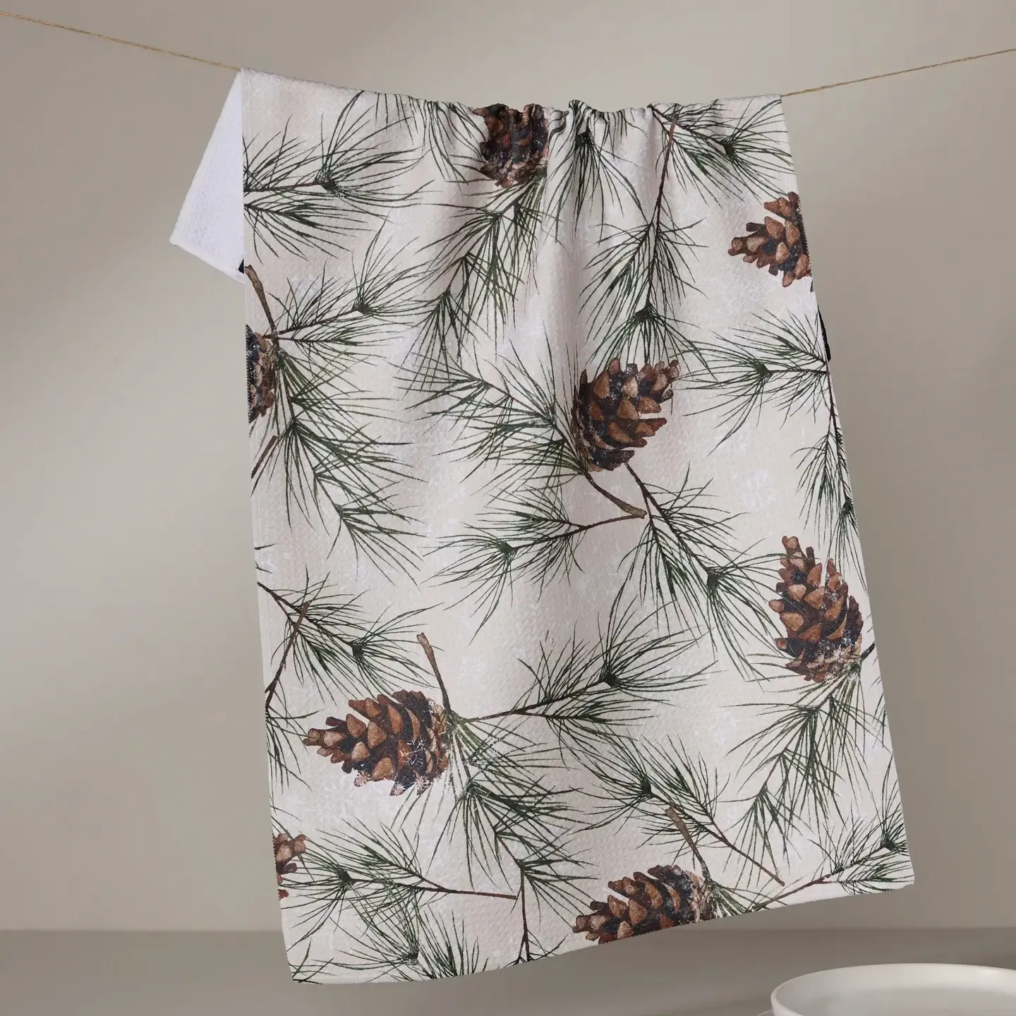 Evergreen Frost Geometry Tea Towel