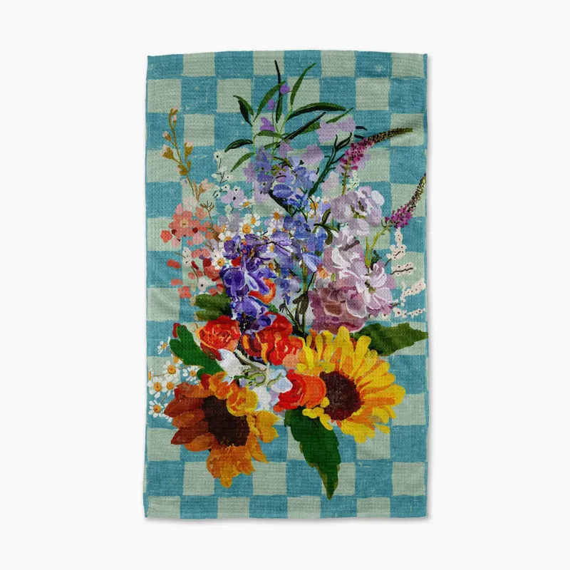 Flower Bouquet Geometry Tea Towel