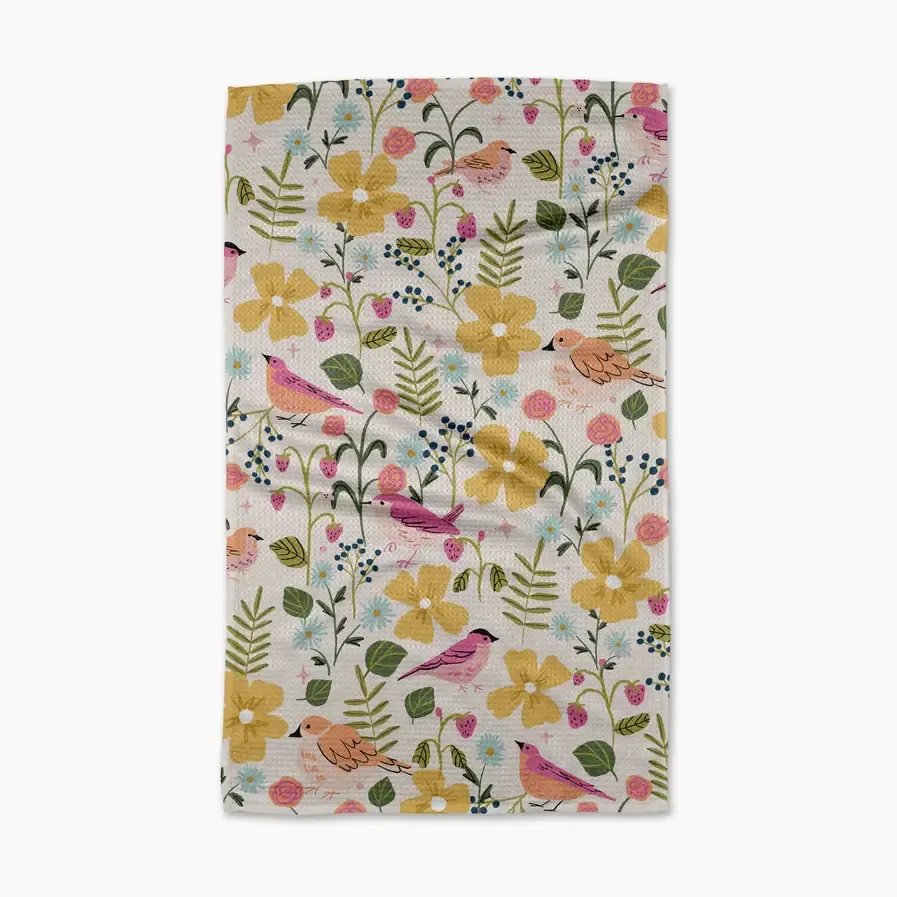 Summer Songbirds Geometry Tea Towel