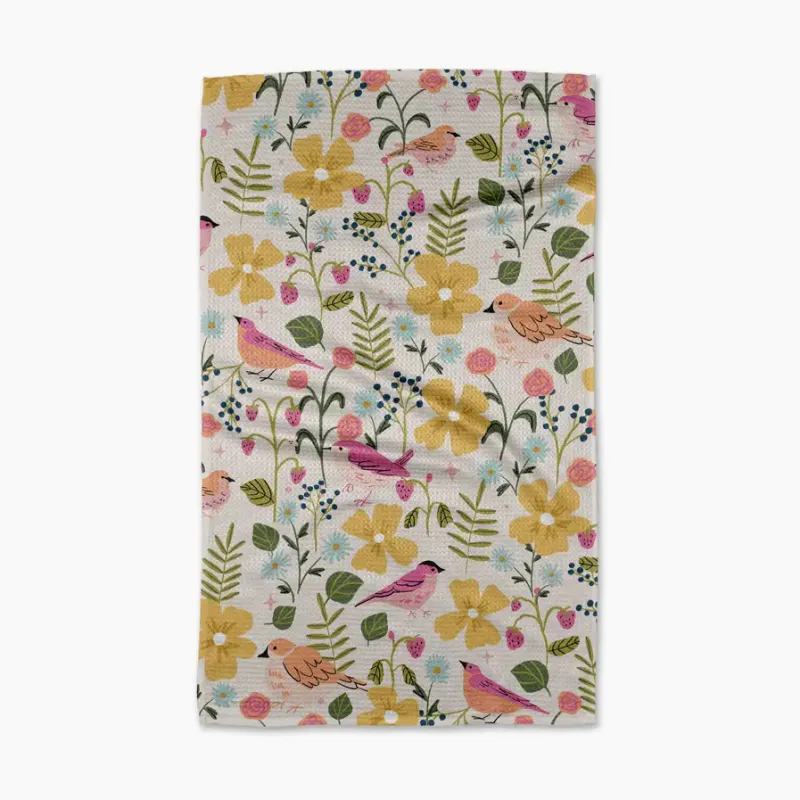 Summer Songbirds Geometry Tea Towel