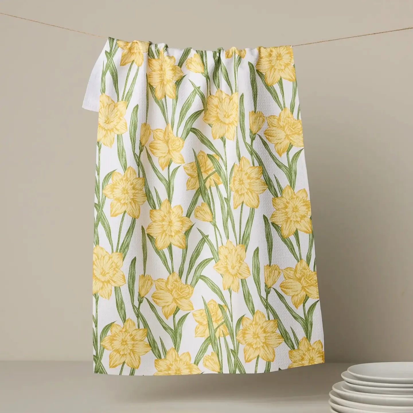 Daffodil Darling Geometry Tea Towel