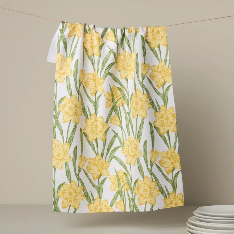 Daffodil Darling Geometry Tea Towel