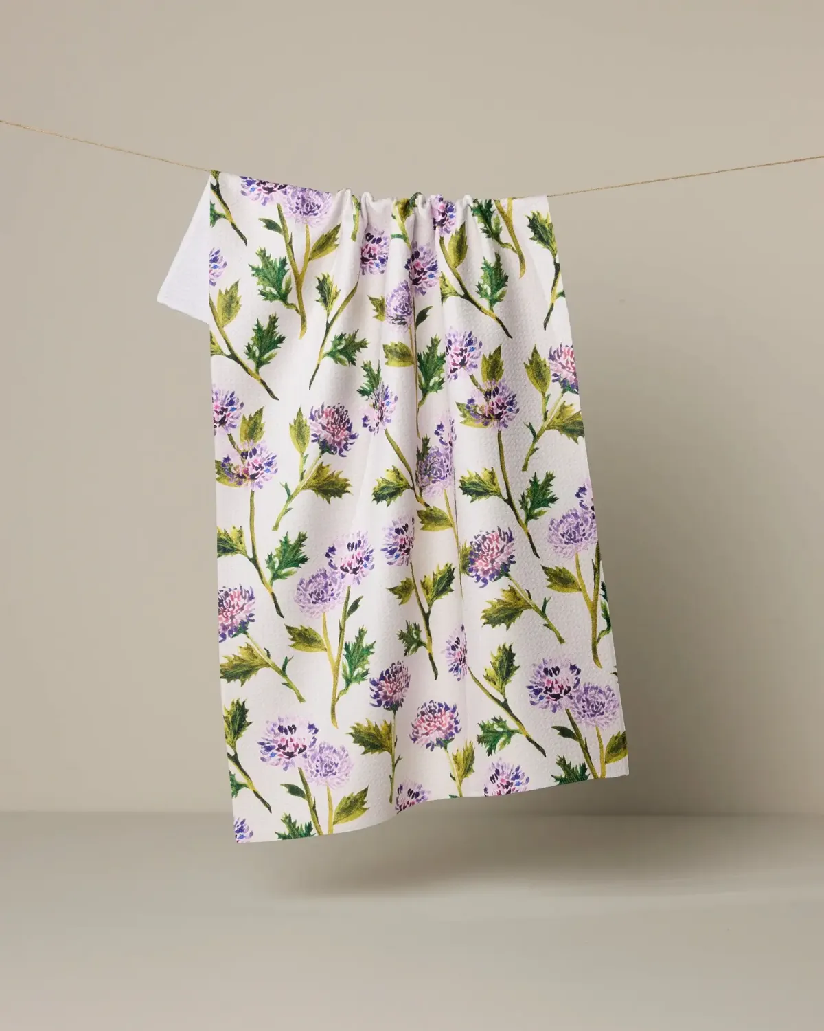 Blooming Thistle Geometry Tea Towel