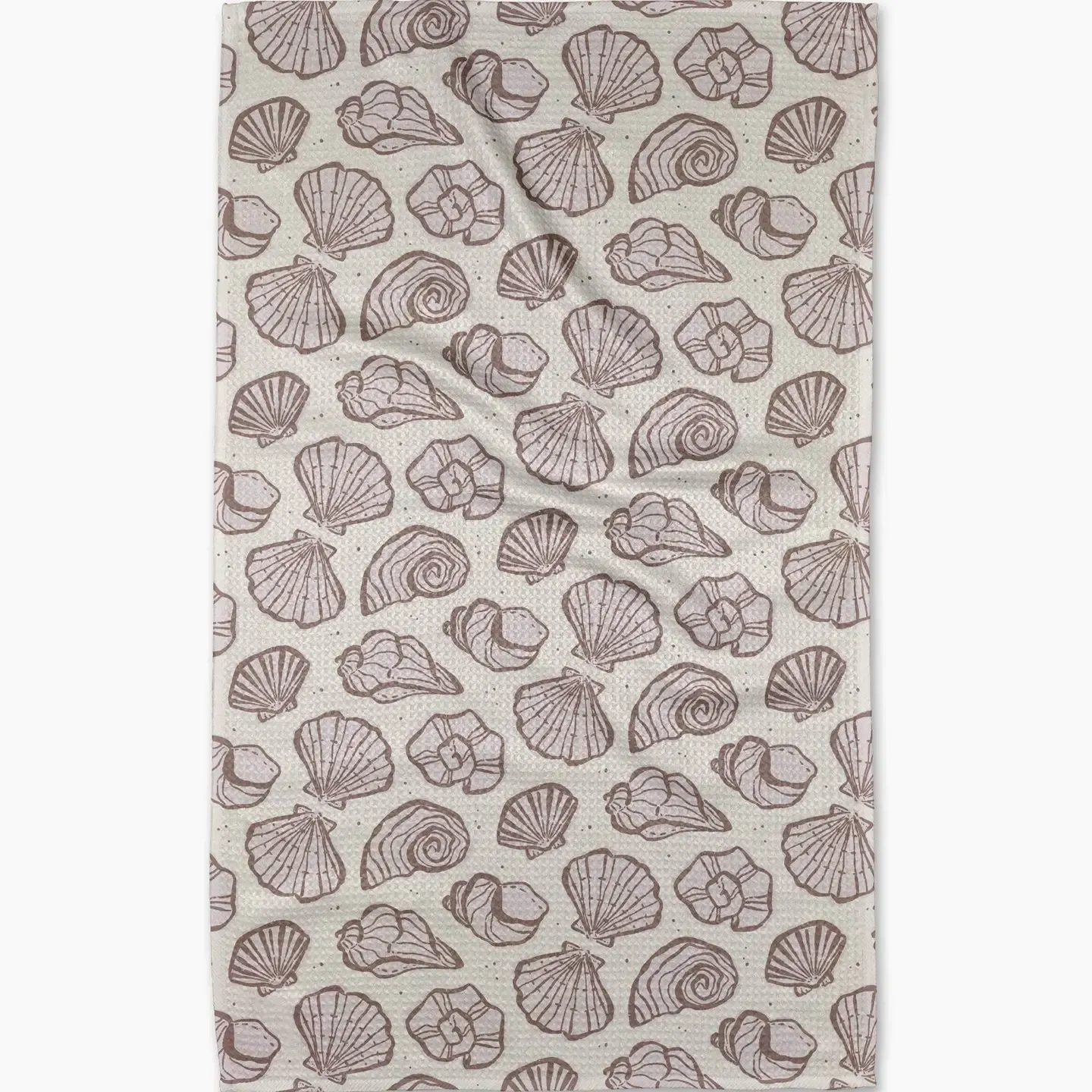 Retro Coastal Seashells Geometry Tea Towel