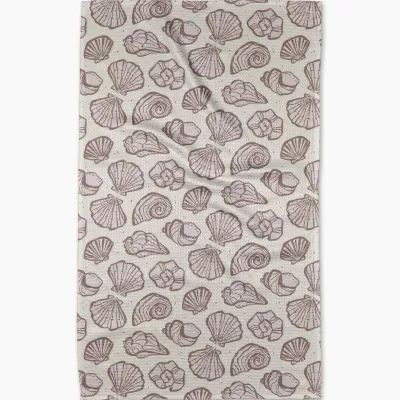 Retro Coastal Seashells Geometry Tea Towel