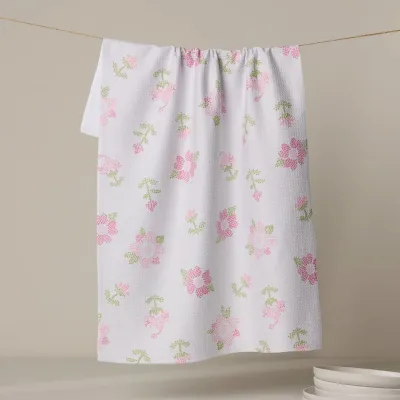 Cross Stitch Floral Geometry Tea Towel