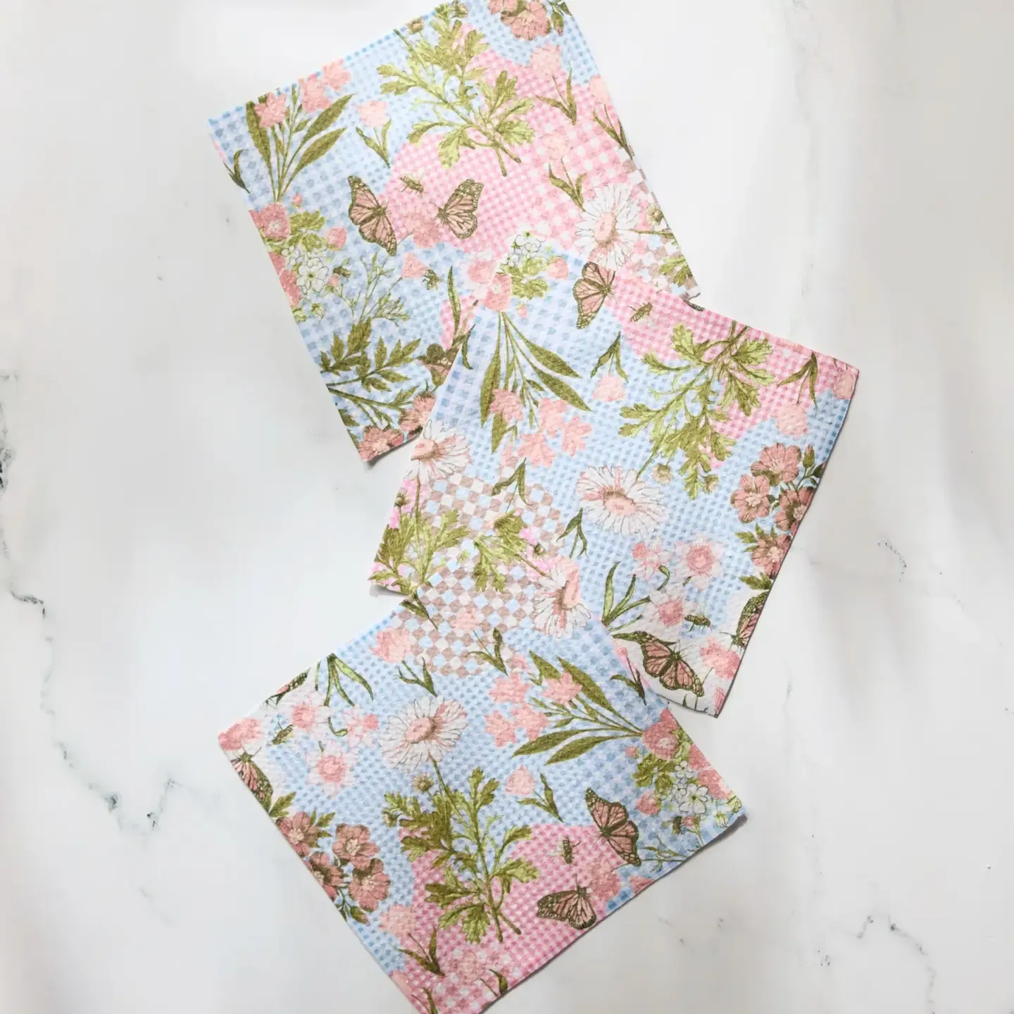 Floral Collage Geometry Dishcloth Set