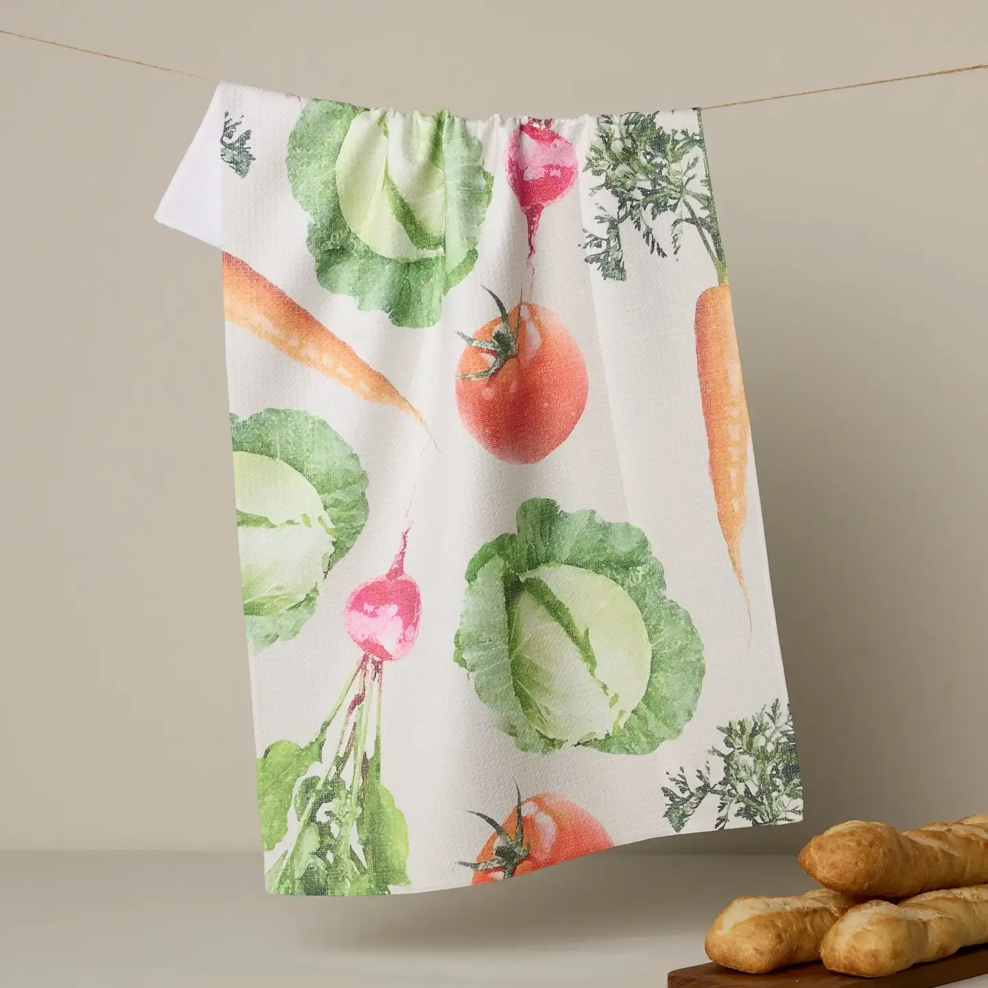 Spring Produce Geometry Tea Towel