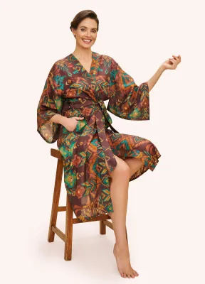 Chocolate Ikat Kimono