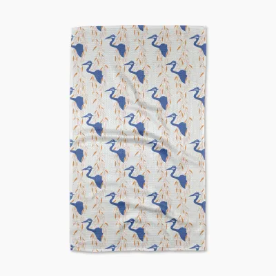 Blue Heron Geometry Tea Towel