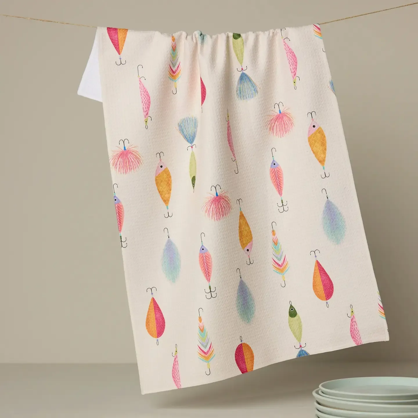 Fishing Lures Geometry Tea Towel