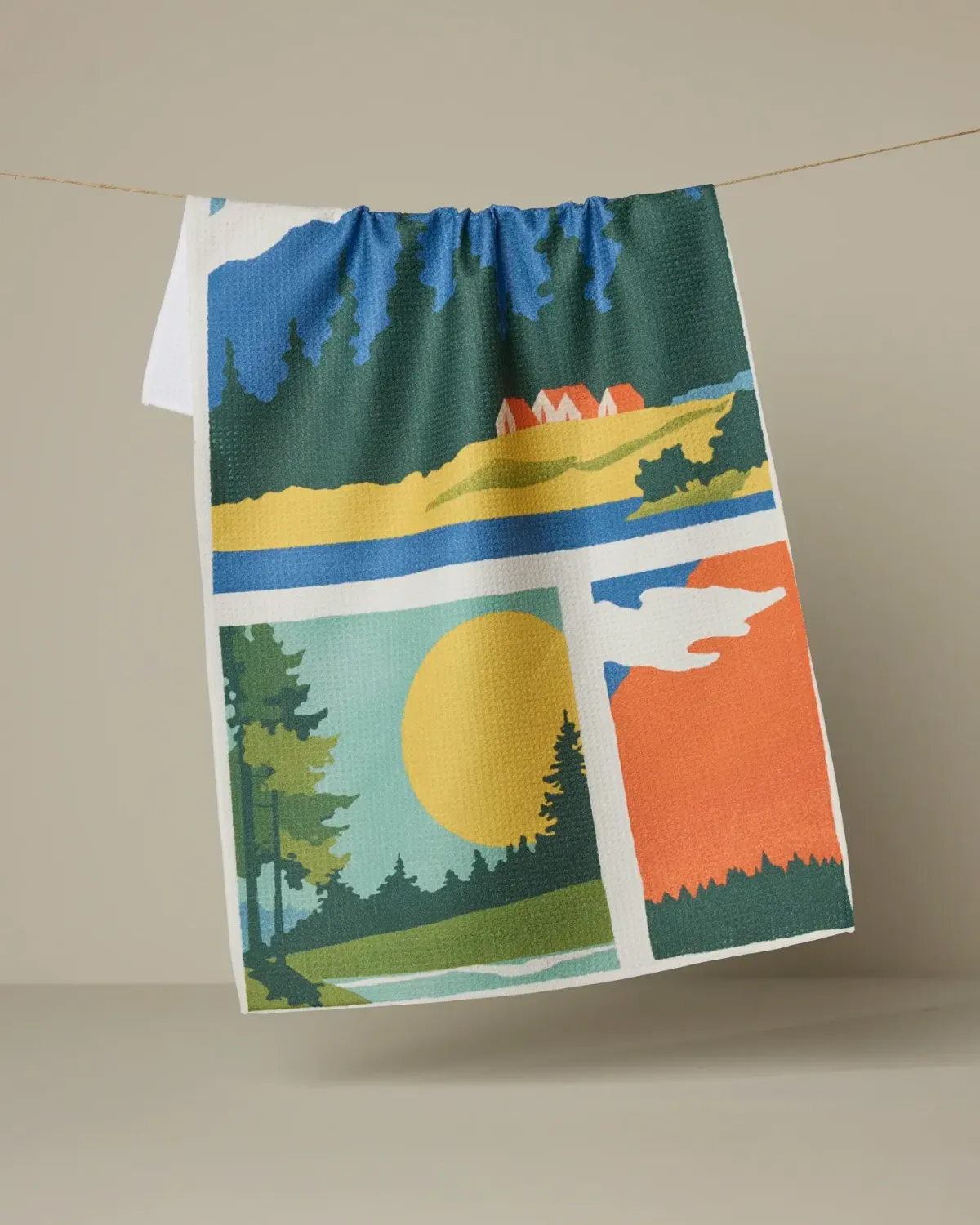 Happy Hiking Geometry Tea Towel