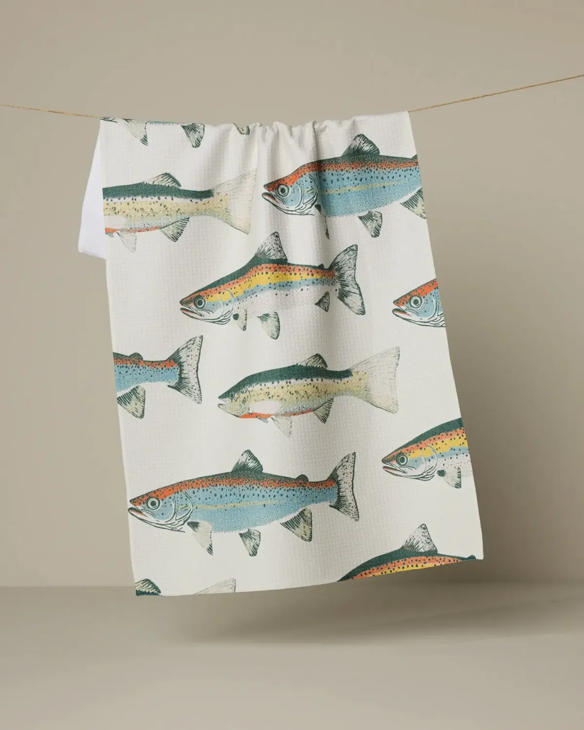 Hooked on Fishing Geometry Tea Towel